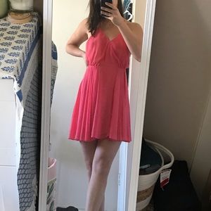 francescas lulus pink flowy chiffon back sundress